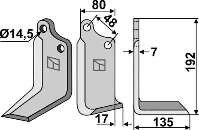 Fräsmesser 192x80mm, rechts